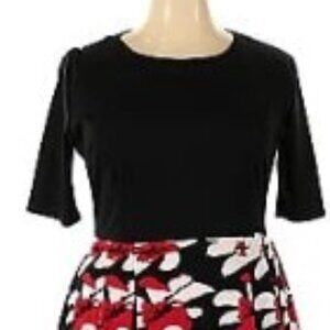 Beautiful Nemidor Black/Red/White Floral Dress with Pockets. Size 22.